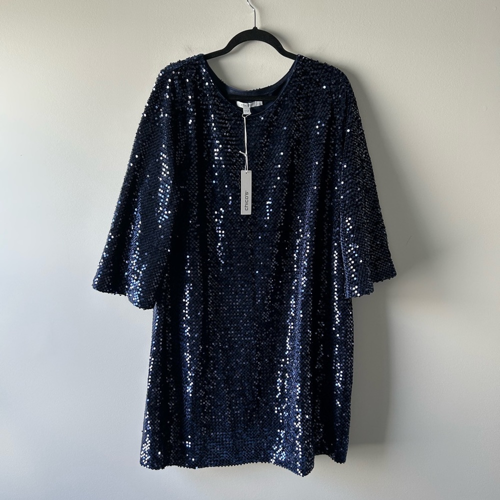 Chico's blue sequin dress